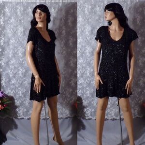 Vintage 90s Dress 1990s Black Babydoll Celestial Whismigoth Goth Size Medium